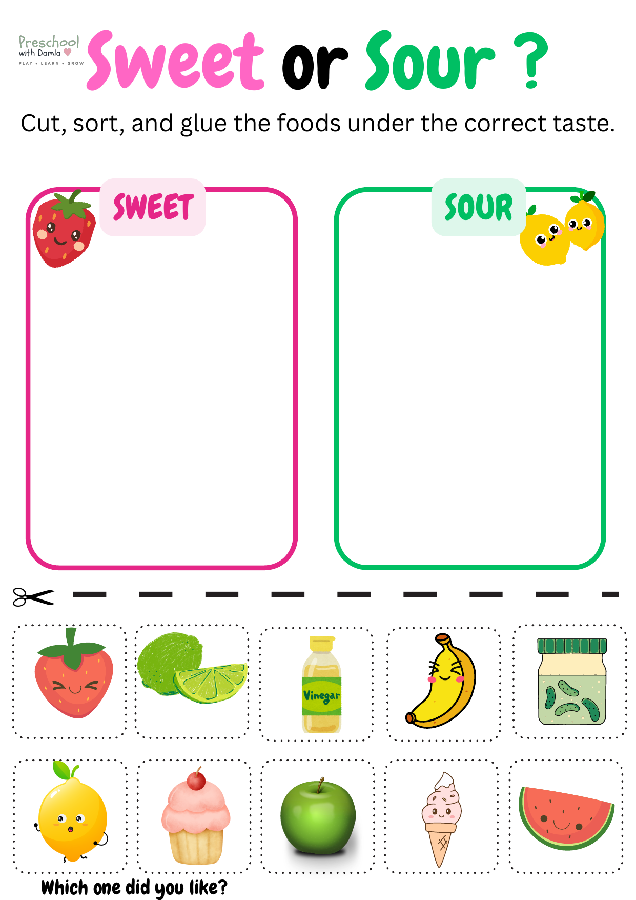 Preview of Five Senses Taste: Sweet or Sour Sorting